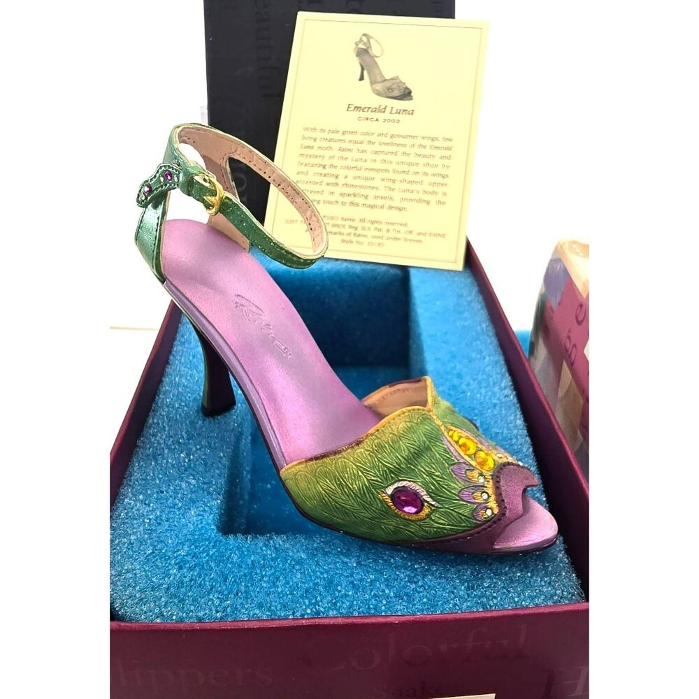 Raine Originals "Emerald Luna" Mini Shoe Green Purple Circa 2002 NIB PR601
